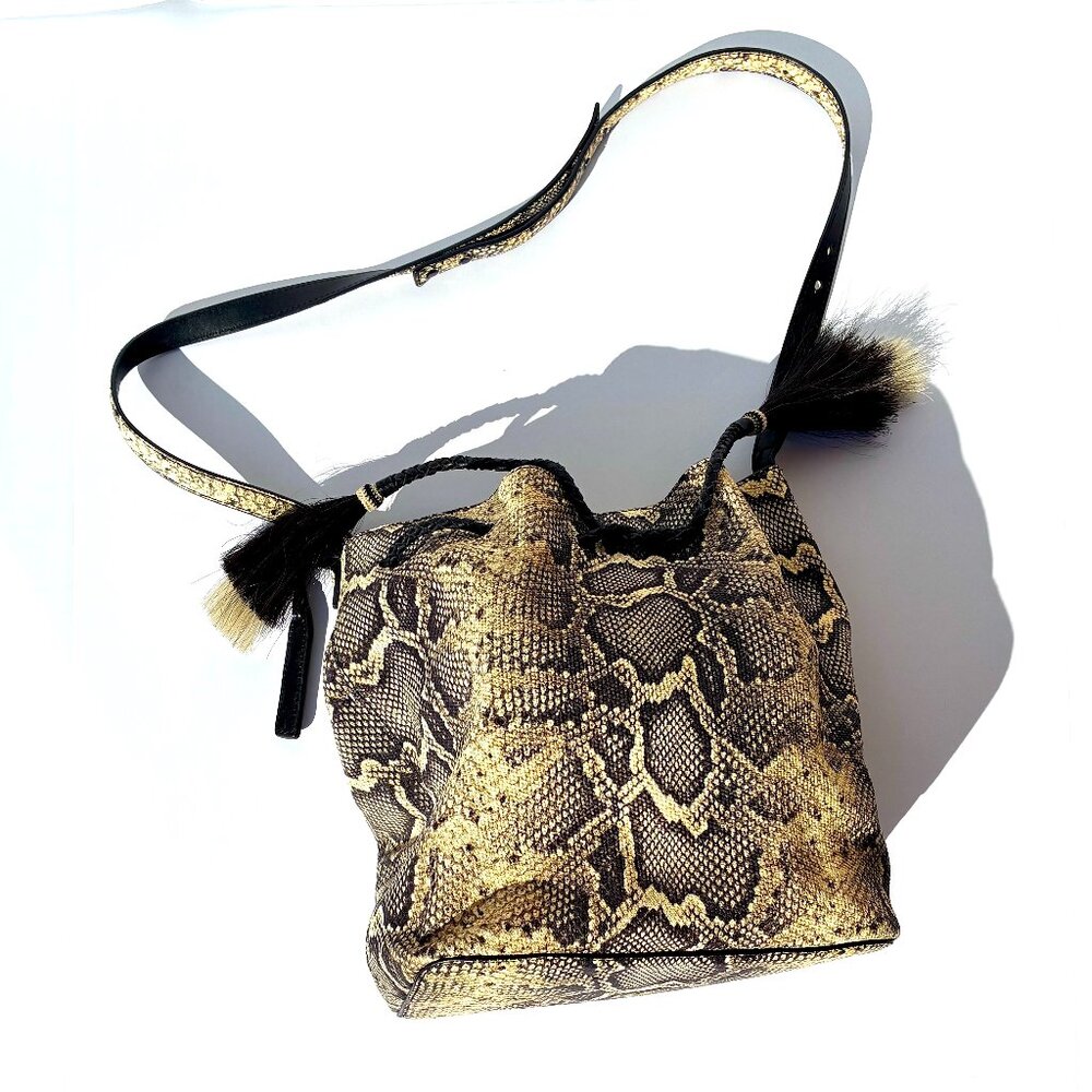 Loeffler Randall Tasseled Python Effect Leather B… - image 5